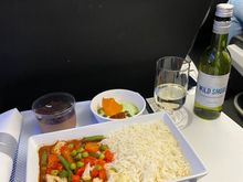 LHR/OPO today. We were in the last row 7A/B with a full cabin and all had a choice of shepherds pie or vegetable curry as shown here which was fine. The starter was bright green and I couldn’t determine what is was but it tasted okay. Tea was lukewarm in a paper cup.  Nice on time flight, very clean plane and amiable crew. 