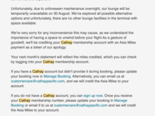 Cathay Manila closure
