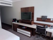 Desk with a proper desk chair and ample power outlets