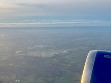 A left turn after take off and heading out towards Dover, just north of London Gatwick (LGW) seen just in fron to the engine nacelle