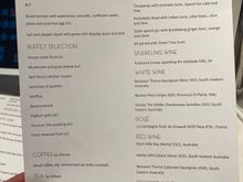 Qantas menu for a la carte dining downstairs