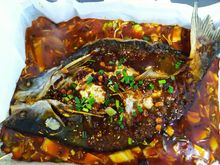 A very spicy fish dish from the People's Park in Singapore, with too many Szechuan peppers!