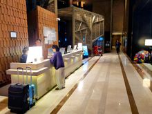 Reception and check-in at the entrance to the Holiday Inn Express Clarke Quay in Singapore 