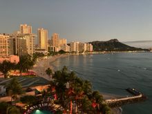 View from my balcony at sunset. 