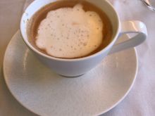 I finished the meal with an excellent cappuccino, which in addition to the earlier teas kept me chugging through an entire day of working in New York upon landing! What a way to kick the jetlag.