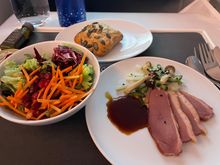 Super fresh salad with pomegranate and smoked duck  