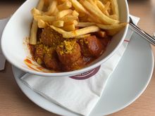 Currywurst mit Pommes for lunch. I ordered via the ICE online portal and it was delivered to my seat. Great service!