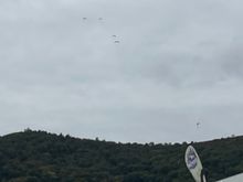 Hang gliders above the Malvern Hills.