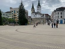 Looking to the church from the square