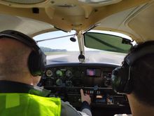 Commencing take-off on the runway at Mönchengladbach 