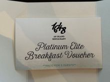 Platinum elite voucher card you receive at check-in (front).