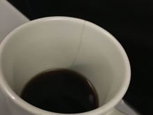 Bit of a disaster here: Didn't notice the crack in the mug until I'd drunk this much of the coffee. Inbound to Gatters from Seville. 