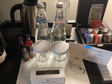 Box of chocs, still/sparkling water plus some local liqueurs with a handwritten card from the manager.