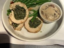 The Chicken Roulade was very juicy, tender and tasty, and the mushroom sauce was a nice touch. It was definitely a lighter choice than the Wellington, and hit the spot.