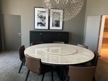 Behind the sofa we can find this huge dining table, left: connecting door to the junior suite right: the kitchen