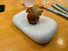 Second amuse, a small bowl of brioche, with duck pate. Nice, sweet, less Italian, but favorite of the group.