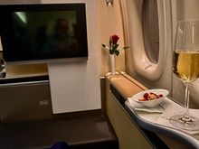 LH F pre-departure champagne. Thienot 2008.