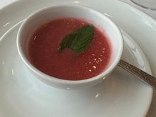 Strawberry agua fresca, offered compliments of the chef