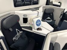 Fantastic seat design on the A359 and we could peer into the premium economy seats and had a line of sight towards our kids for some of the flight. 