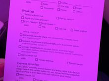 JFK-LHR breakfast card