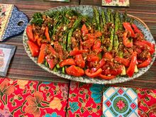 Asparagus and broccolini with capsicum 