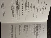 Dessert menu