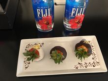 JW Marriott Essex House - chocolate covered strawberries & fancy water. This may have actually been arranged by one of the servers in the club lounge so may not qualify as a welcome amenity.