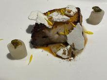 Seared seabass with meringue