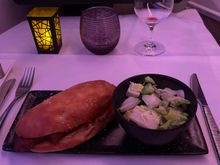 Lamb Adana pide sandwich with Greek salad DOH-LGW