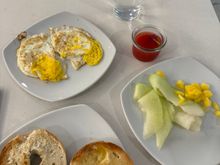 Skipped the bad plane breakfasts that come out of South America. Instead had two eggs made to order in the MIA Flagship Lounge and the mediocre bagel, but I love a bagel and egg breakfast so all good. Fruit selection was limited but the honeydew and mango was good. The watermelon ginger wellness shot was a nice touch. Also had a black coffee that wasn't a good batch. Then a nice shower. (I will usually opt for a long layover if there's a Flagship lounge - no regrets on that choice.)