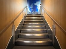 Up the forward staircase to the upper deck...