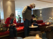 Viking Cruise passengers completing checkin formalities while comfortable sitting in the hotellobby

Every day this tourist season with
New arrivals : a fresh can of Viking Cruisers has just been opened :) 