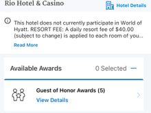 The app shows GOH functionality for the RIO - even though not participating 