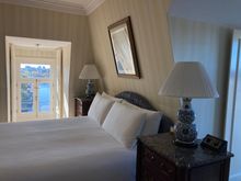 Bed is positioned if you lie on your stomach vertical across you can still enjoy the views 