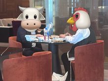 Chicken or beef, sir?