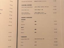 Drink menu at New York Bar