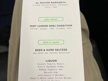 Cocktail Menu - Eastbound SFO-JFK