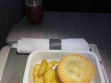 Was ok, I wish they could change up the "snack" Chicken pot pie  has been on the menu the past 8 months anytime it is leaving from YYZ.