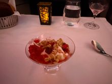 Greek yogurt with strawberry compote and toasted nut granola. Nice enough but nothing special 