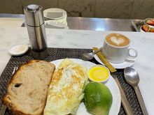 Perfect egg white omelet prepared with fresh basil and ricotta...