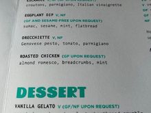menu