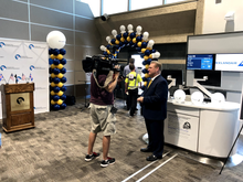 CEO of IcelandAir being interviewed by local KC TV station