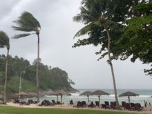 The private beach in the brief moment it wasn't actually raining