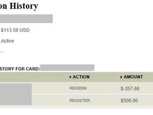Gift Card History