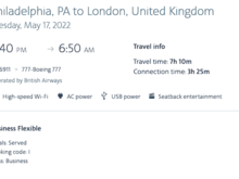 Flight details. 