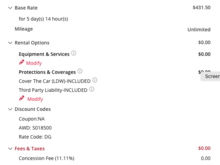 Rate includes all taxes and fees, and also insurance. Too good to be true?