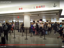 Through the doors to line up and find a kiosk to clear customs declaration