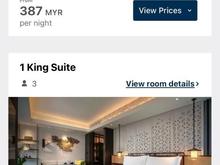 Screenshot showing there were 5 King Suite rooms available as the next best category after the lead-in room I booked (above).