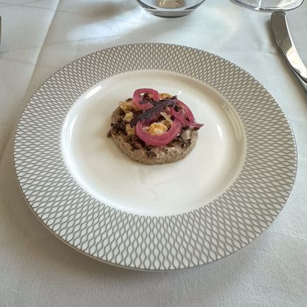 Amouse bouche - nice flavour combo paired with the Chablis