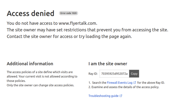 CloudFlare 1020 error